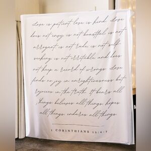 Wedding decor- 1 Corinthians bible verse fabric sign